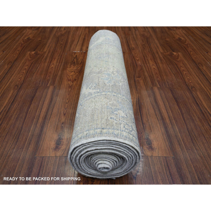 2'9" x 19'5" New Hand Knotted Grey Wool Runner Oriental Rug - MOA10271331