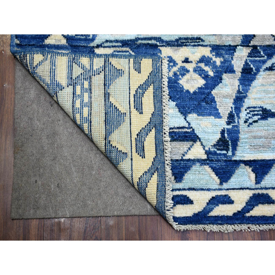 6'0" x 8'9" New Hand Knotted Blue Wool Rectangle Oriental Rug - MOA10271370