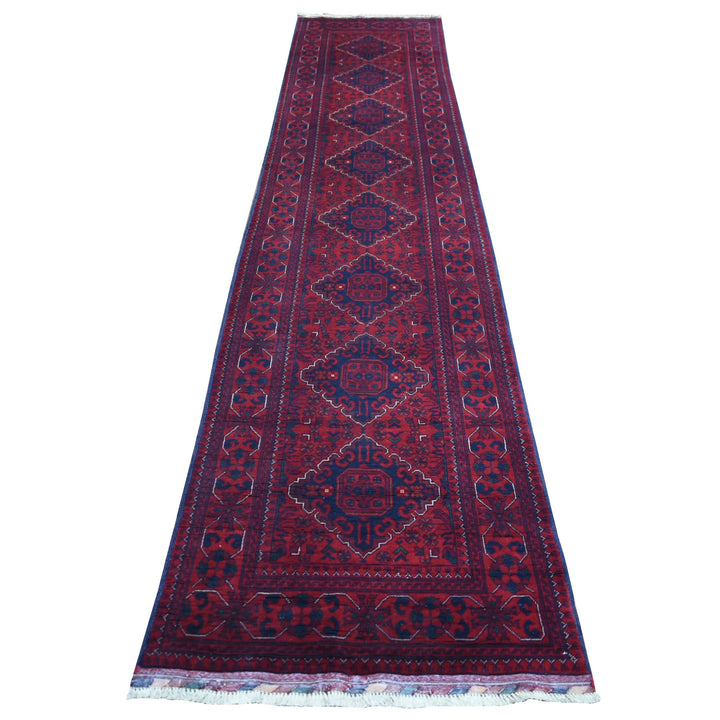 2'7" x 13'0" New Hand Knotted Red Wool Runner Oriental Rug - MOA10271372