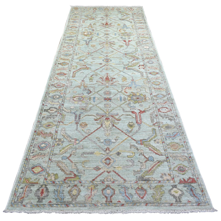 4'0" x 11'10" New Hand Knotted Grey Wool Runner Oriental Rug - MOA10271393