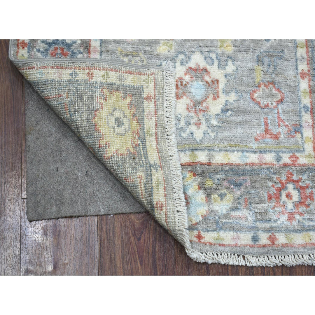 2'6" x 9'5" New Hand Knotted Grey Wool Runner Oriental Rug - MOA10271418