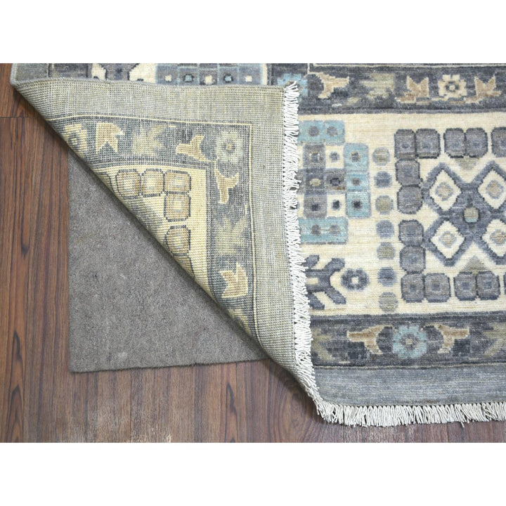 9'0" x 12'0" New Hand Knotted Grey Wool Rectangle Oriental Rug - MOA10271451