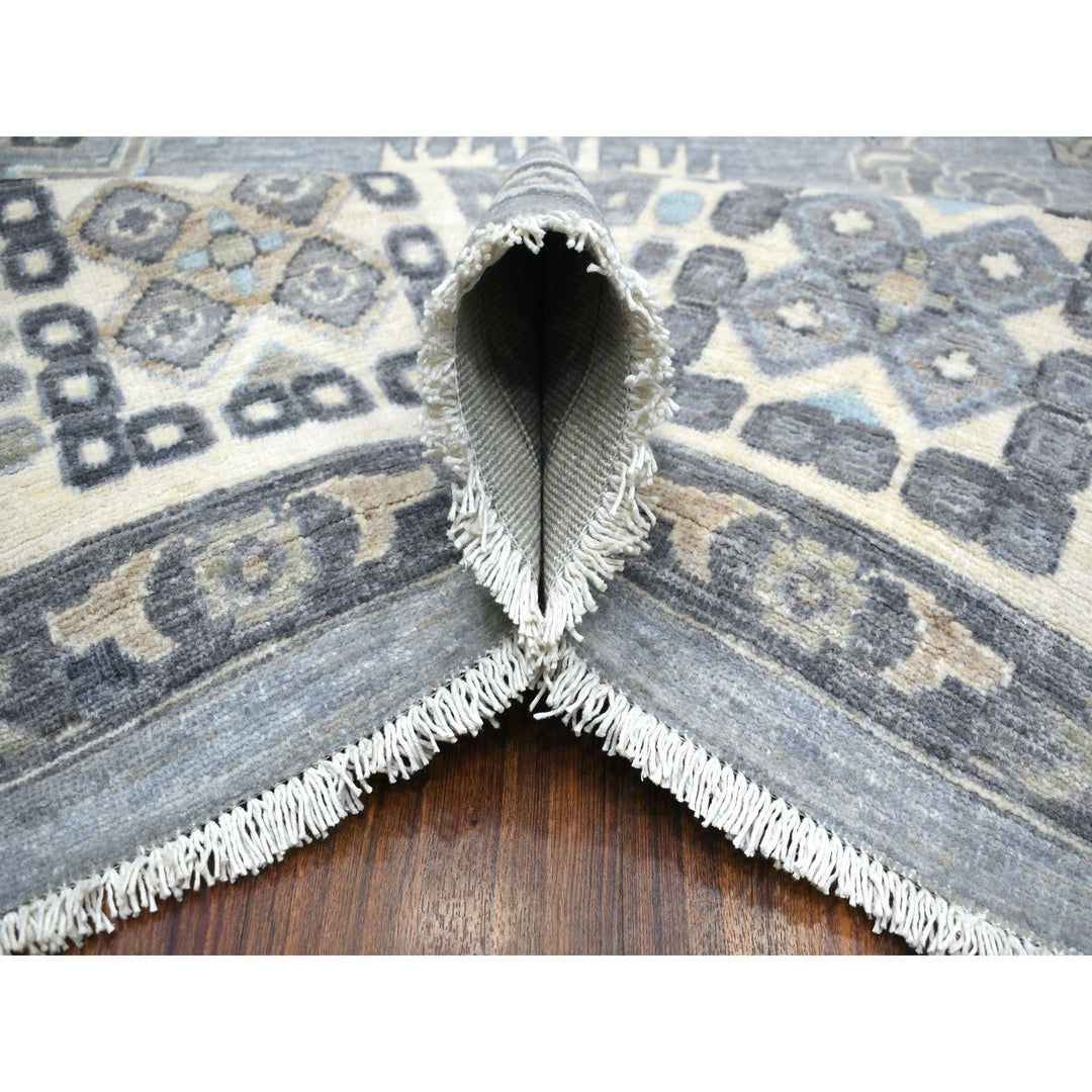 9'0" x 12'0" New Hand Knotted Grey Wool Rectangle Oriental Rug - MOA10271451