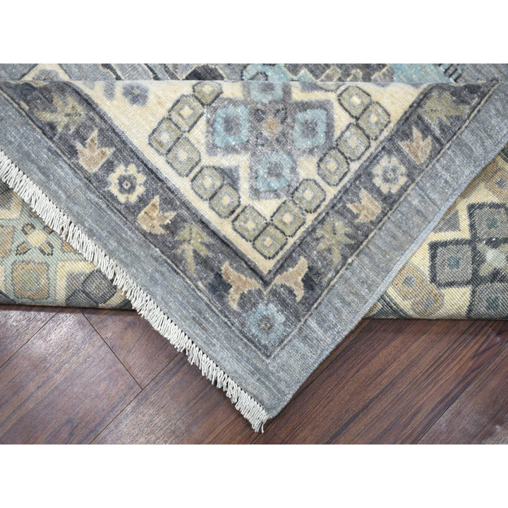 9'0" x 12'0" New Hand Knotted Grey Wool Rectangle Oriental Rug - MOA10271451