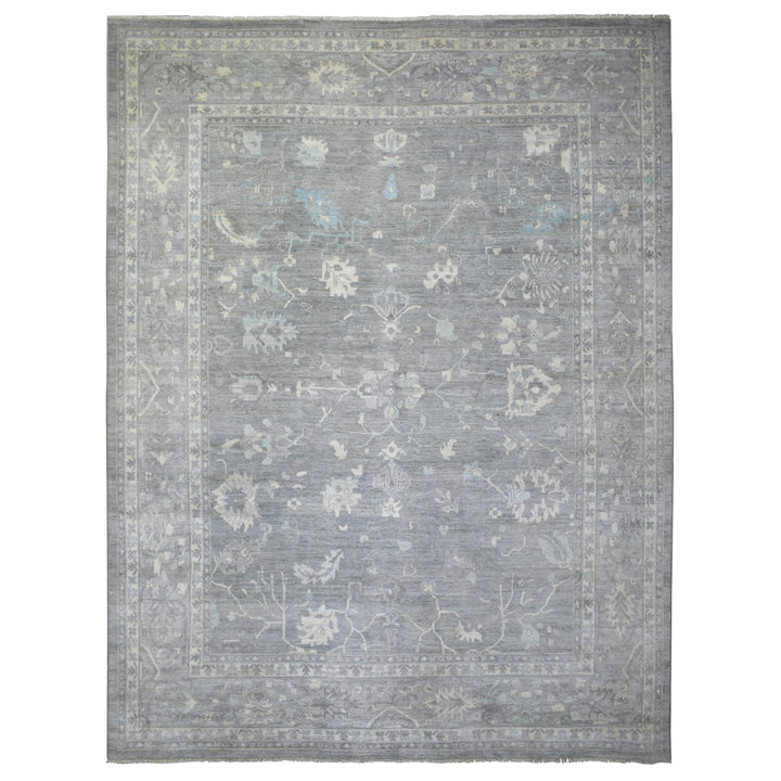 12'0" x 15'2" New Hand Knotted Grey Wool Rectangle Oriental Rug - MOA10271479