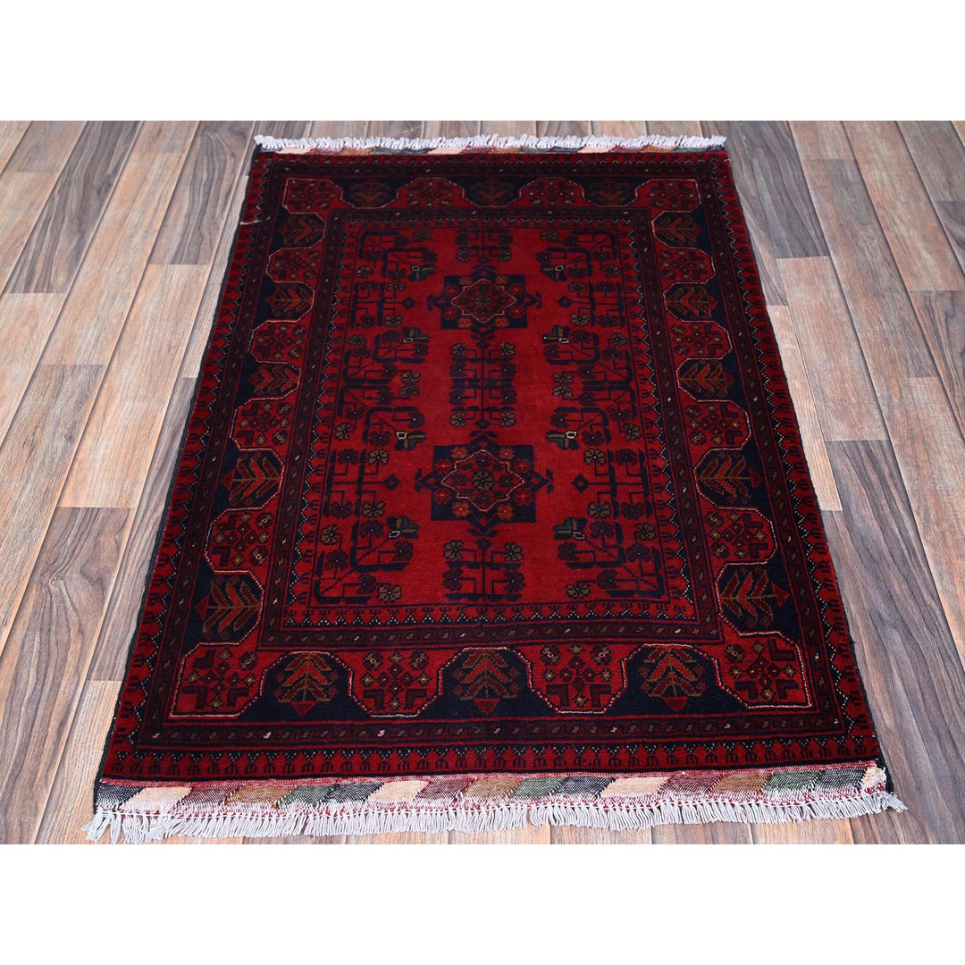 2'7" x 3'9" New Hand Knotted Red Wool Rectangle Oriental Rug - MOA102714