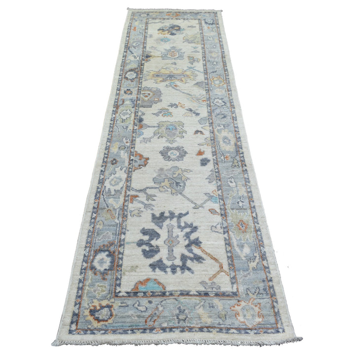 2'7" x 9'8" New Hand Knotted Ivory Wool Runner Oriental Rug - MOA10271507