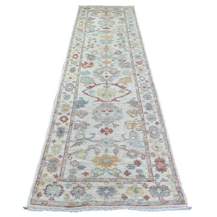 3'0" x 11'8" New Hand Knotted Ivory Wool Runner Oriental Rug - MOA10271508