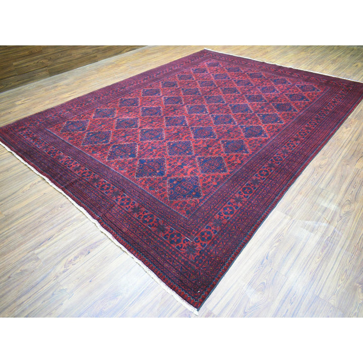 9'7" x 12'9" New Hand Knotted Red Wool Rectangle Oriental Rug - MOA10271539