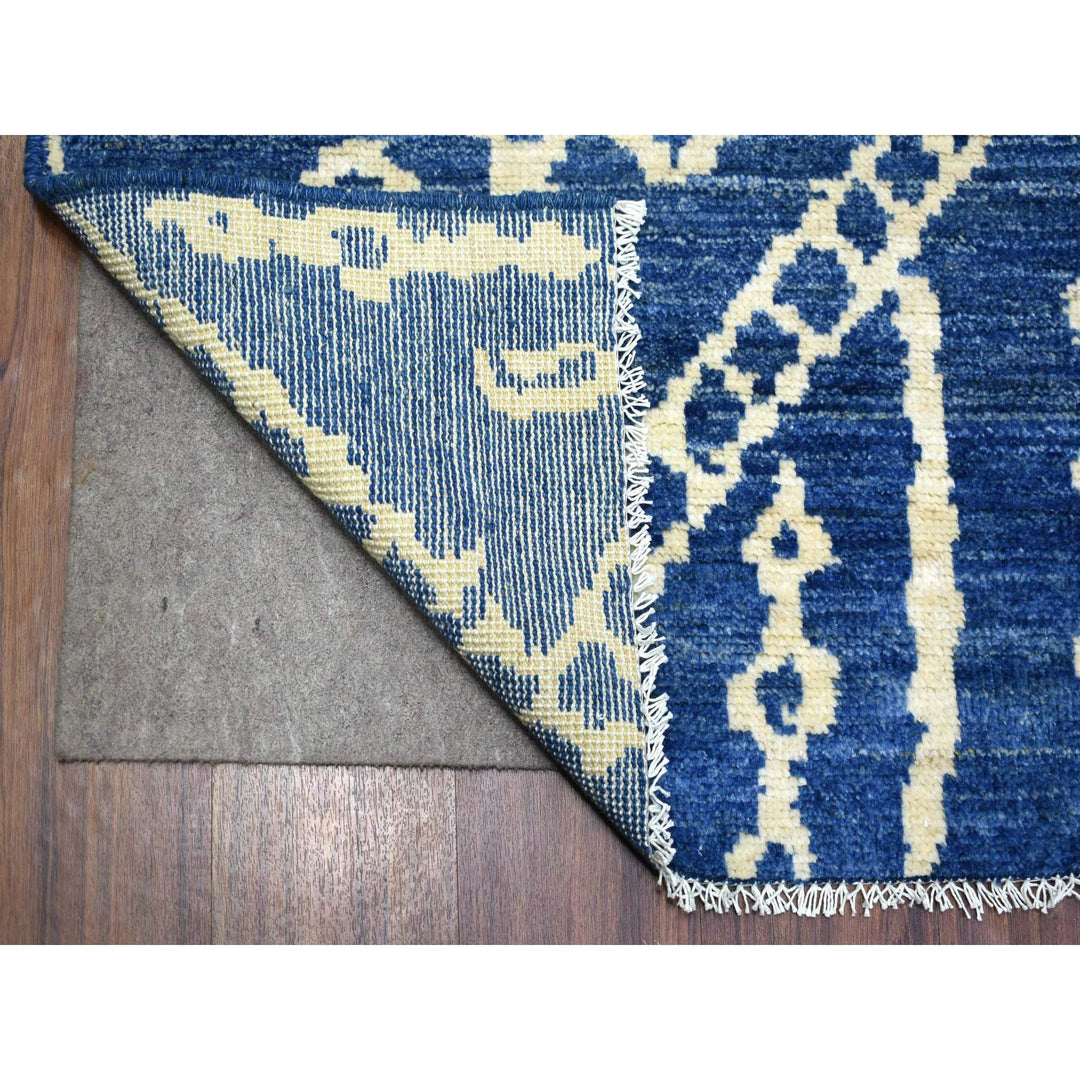 8'0" x 9'6" New Hand Knotted Blue Wool Rectangle Oriental Rug - MOA10271543