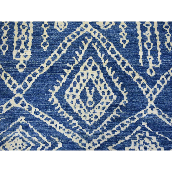 8'0" x 9'6" New Hand Knotted Blue Wool Rectangle Oriental Rug - MOA10271543