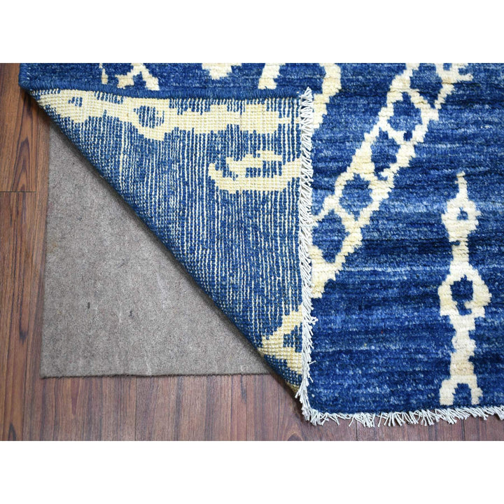 8'10" x 11'5" New Hand Knotted Blue Wool Rectangle Oriental Rug - MOA10271546