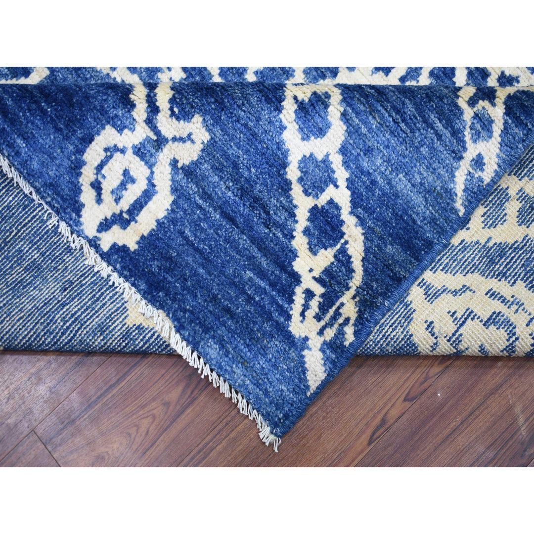 8'10" x 11'5" New Hand Knotted Blue Wool Rectangle Oriental Rug - MOA10271546