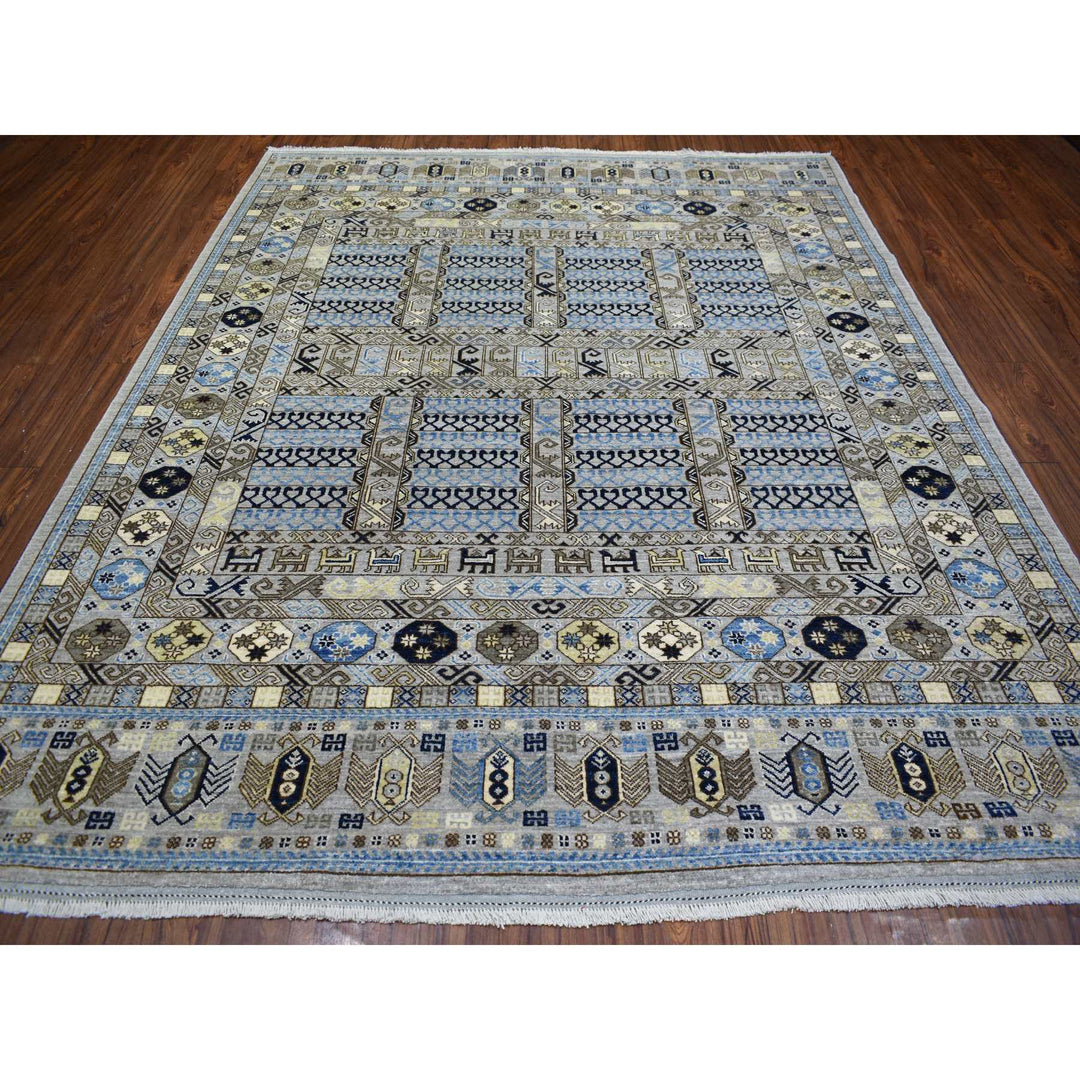 8'3" x 10'0" New Hand Knotted Grey Wool Rectangle Oriental Rug - MOA10271549