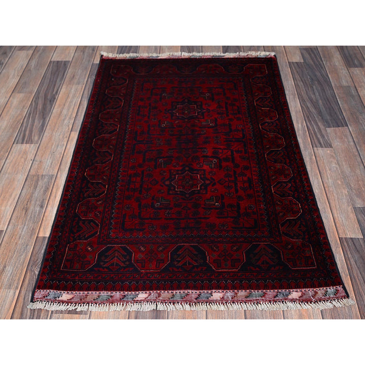 2'7" x 3'10" New Hand Knotted Red Wool Rectangle Oriental Rug - MOA102715