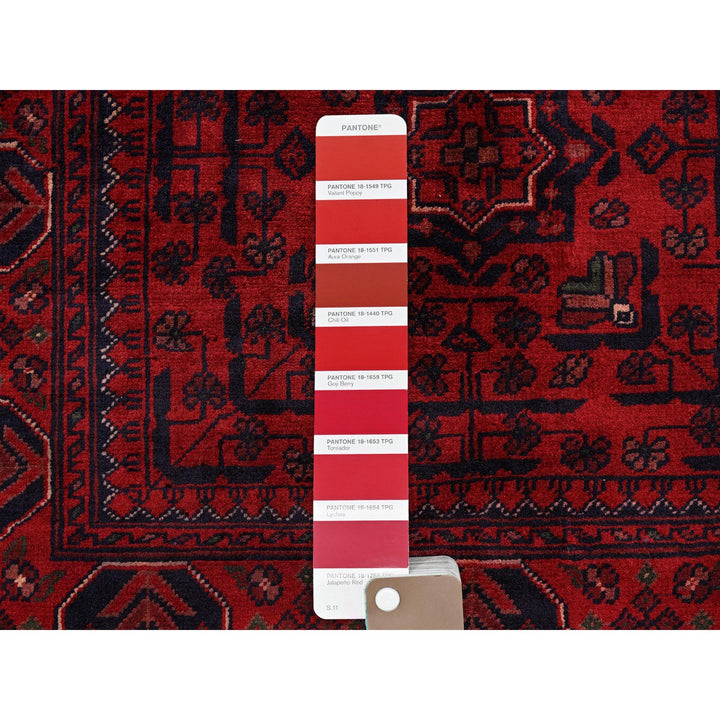 2'7" x 3'10" New Hand Knotted Red Wool Rectangle Oriental Rug - MOA102715