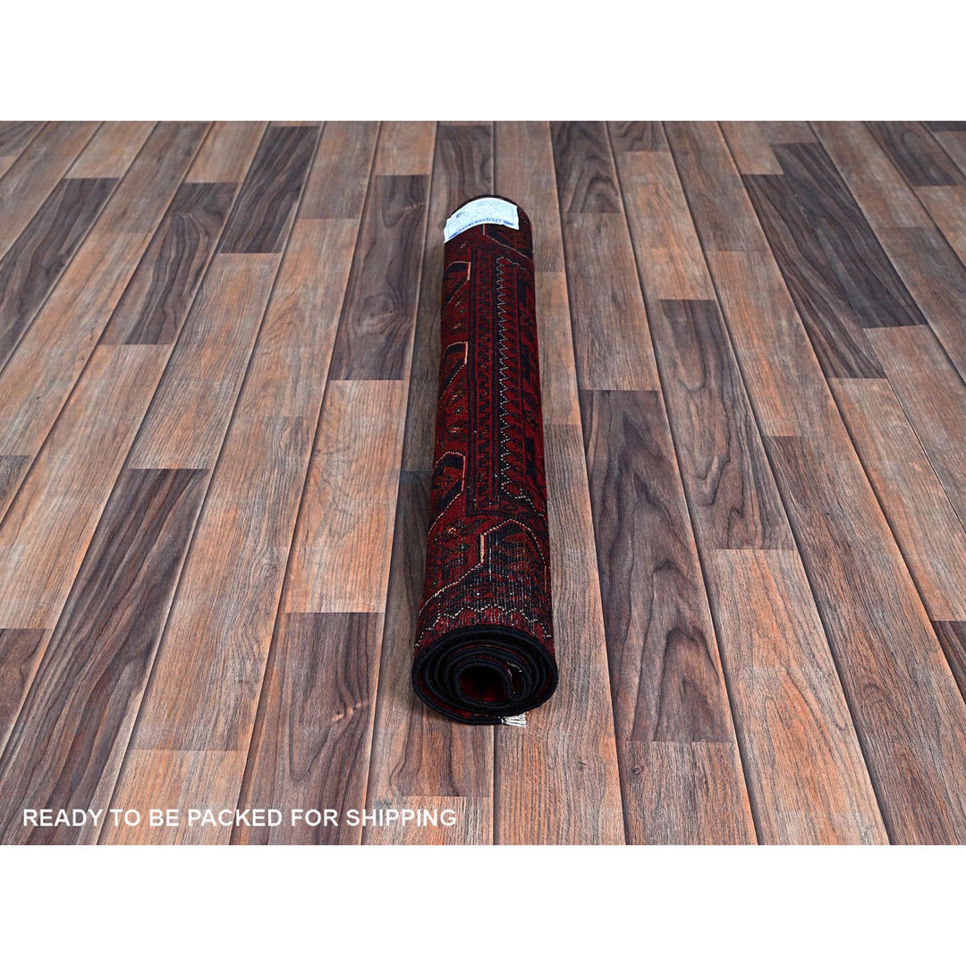 2'7" x 3'10" New Hand Knotted Red Wool Rectangle Oriental Rug - MOA102715