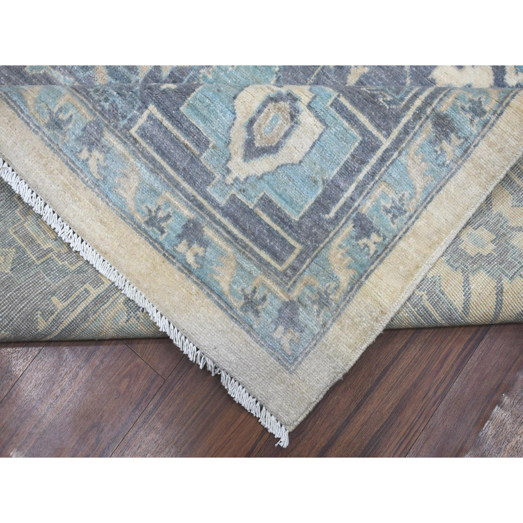 9'1" x 11'9" New Hand Knotted Ivory Wool Rectangle Oriental Rug - MOA10271619