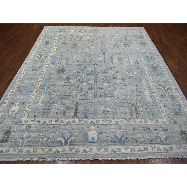 8'2" x 9'10" New Hand Knotted Grey Wool Rectangle Oriental Rug - MOA10271708