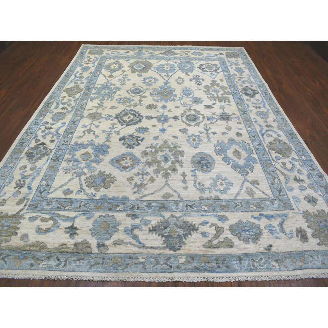 8'10" x 11'8" New Hand Knotted Ivory Wool Rectangle Oriental Rug - MOA10271711