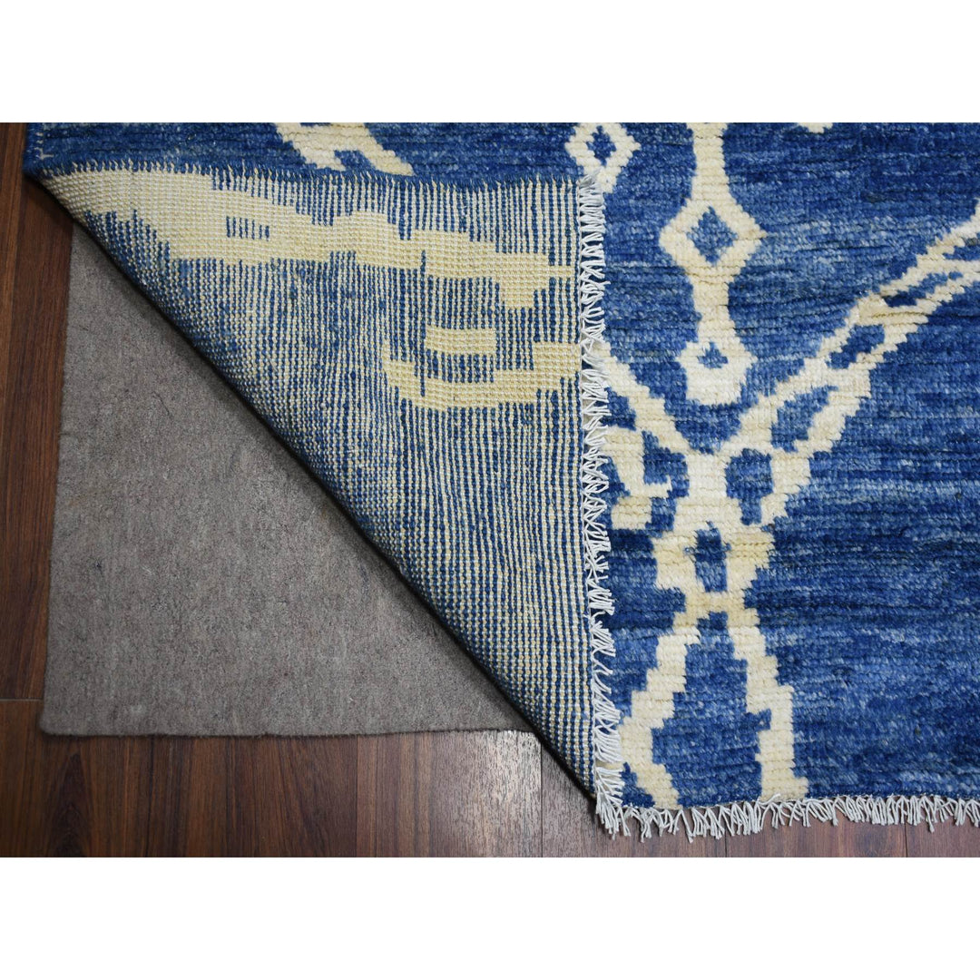 12'3" x 14'3" New Hand Knotted Blue Wool Rectangle Oriental Rug - MOA10271714