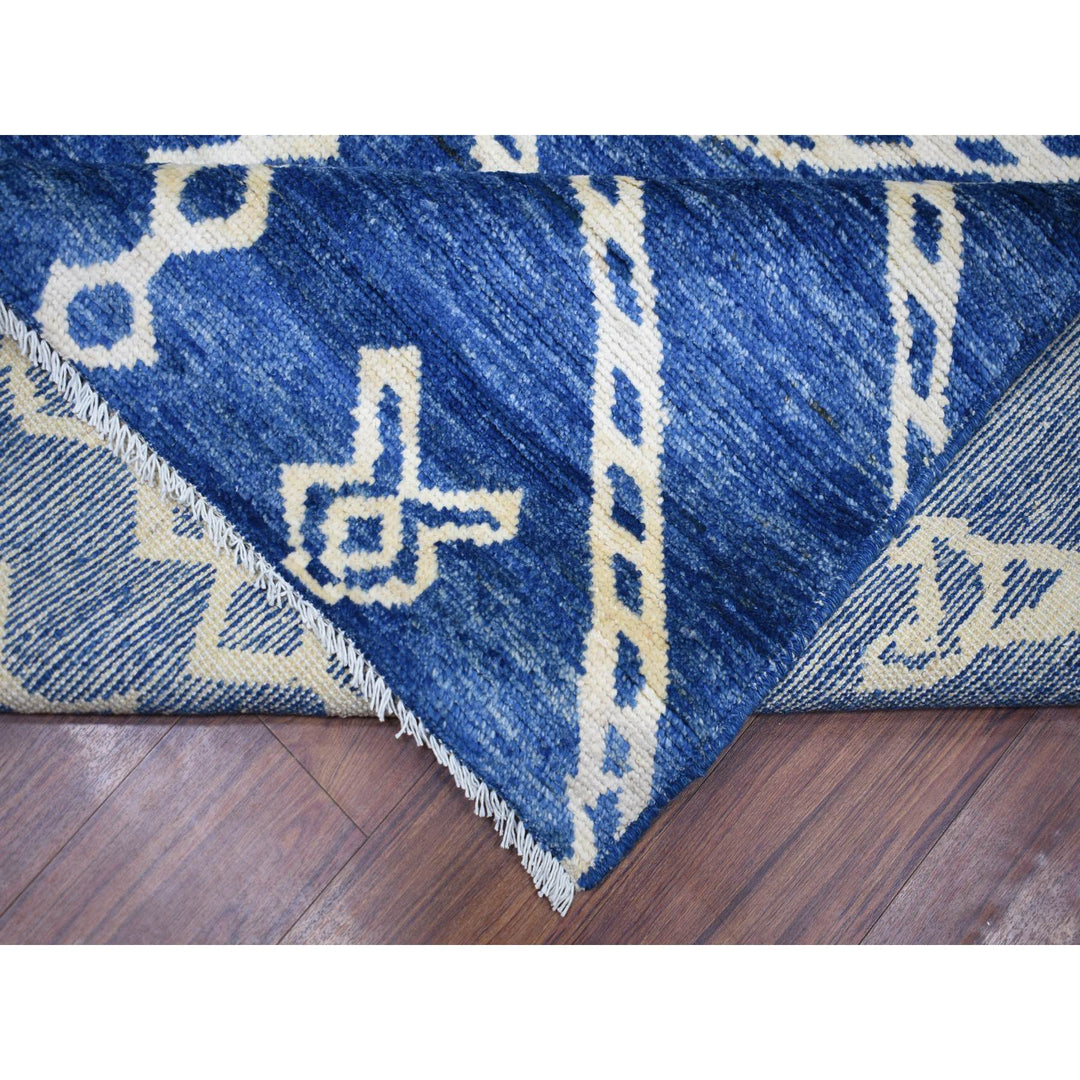 12'3" x 14'3" New Hand Knotted Blue Wool Rectangle Oriental Rug - MOA10271714