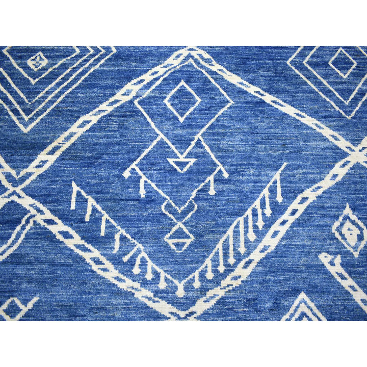 12'3" x 14'3" New Hand Knotted Blue Wool Rectangle Oriental Rug - MOA10271714