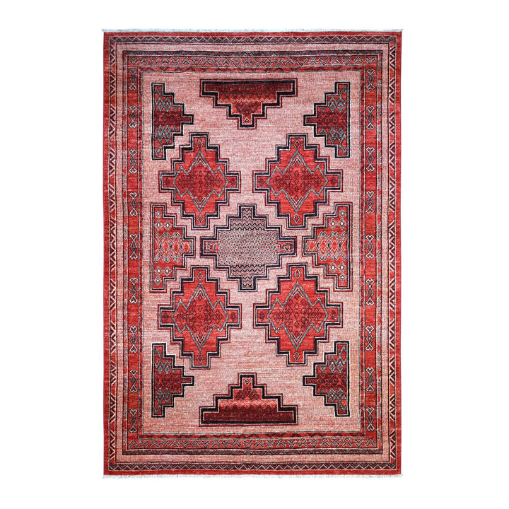 5'10" x 8'10" New Hand Knotted Red Wool Rectangle Oriental Rug - MOA10271729