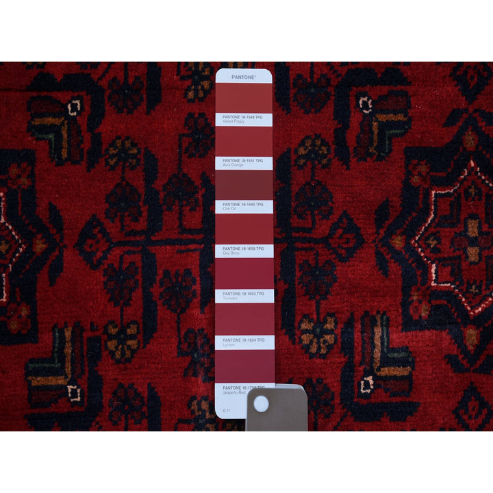 4'4" x 6'3" New Hand Knotted Red Wool Rectangle Oriental Rug - MOA10271798