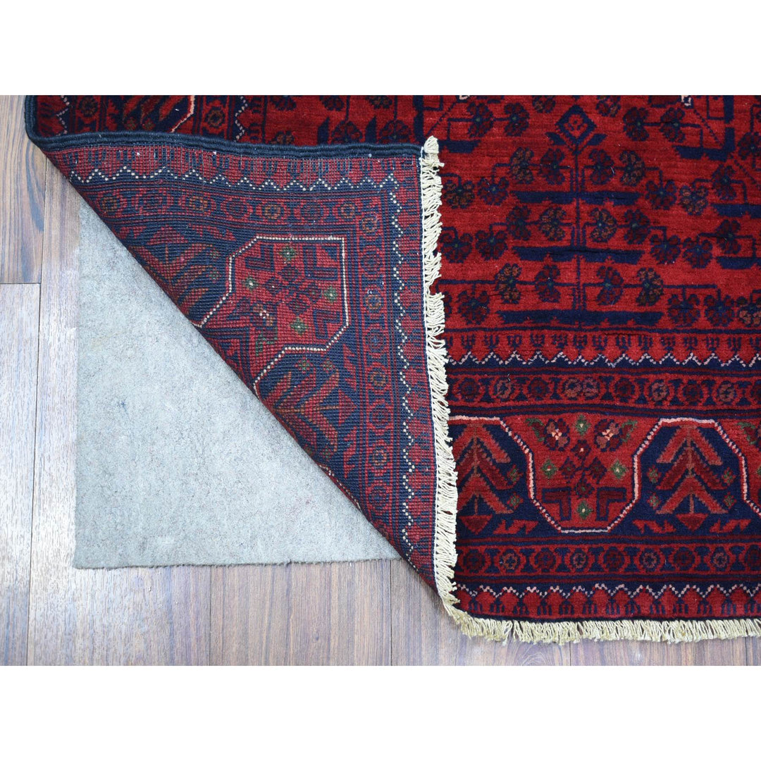 3'3" x 5'0" New Hand Knotted Red Wool Rectangle Oriental Rug - MOA10271808