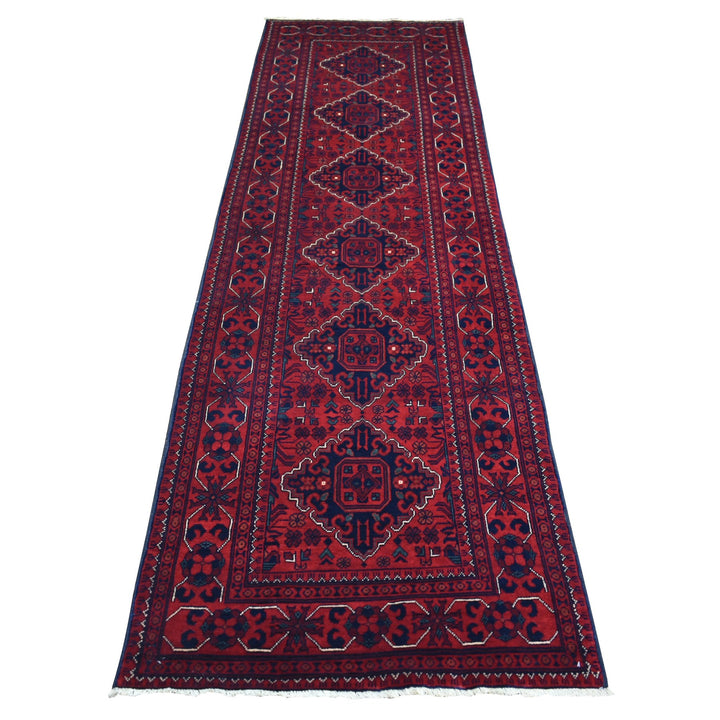 2'8" x 9'4" New Hand Knotted Red Wool Runner Oriental Rug - MOA10271818