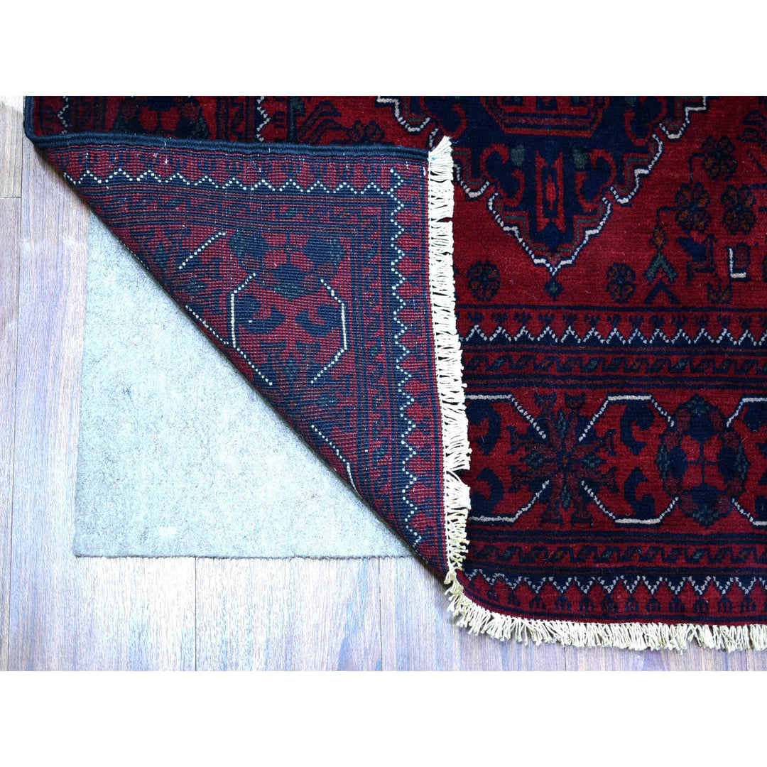 3'0" x 12'8" New Hand Knotted Red Wool Runner Oriental Rug - MOA10271825