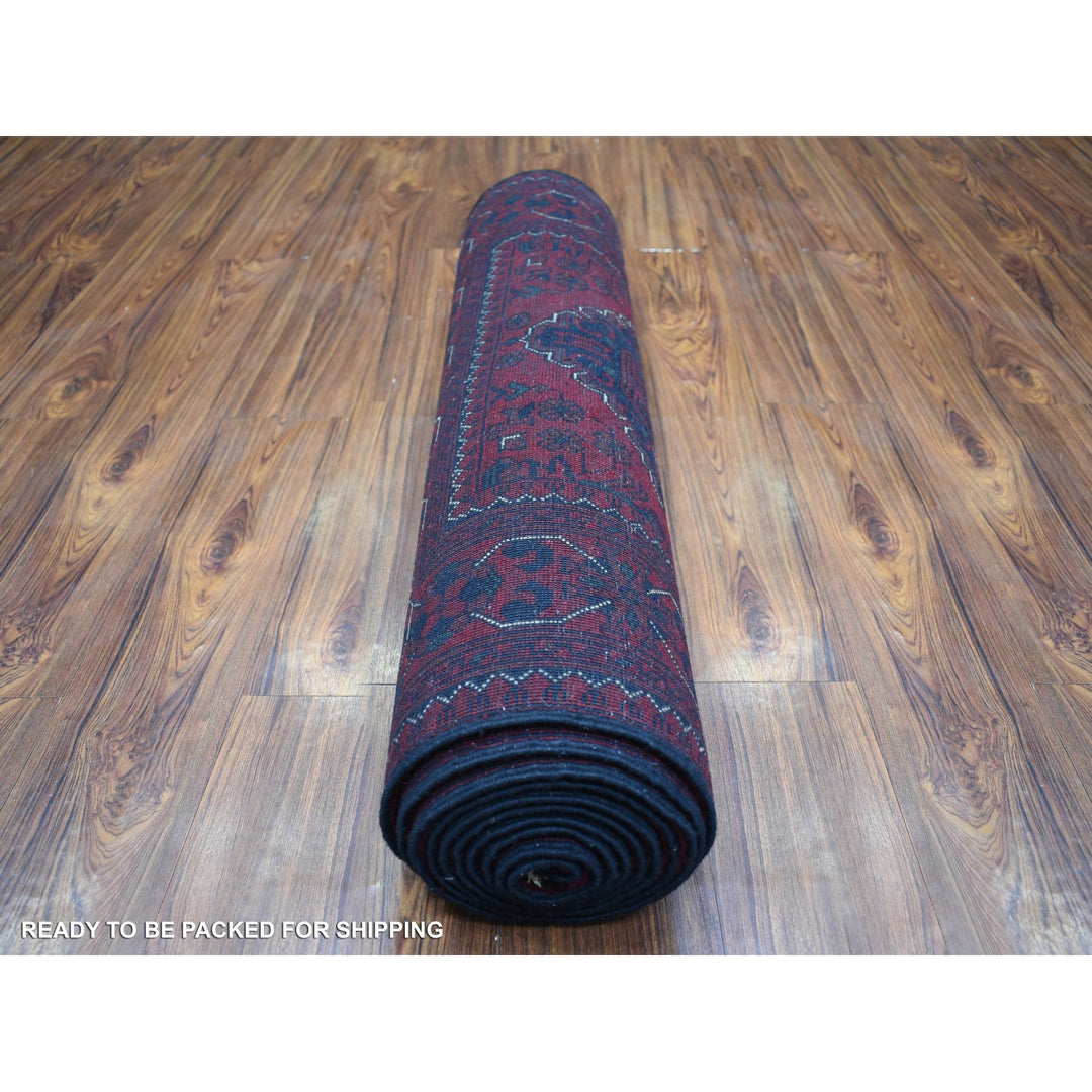 3'0" x 12'8" New Hand Knotted Red Wool Runner Oriental Rug - MOA10271825