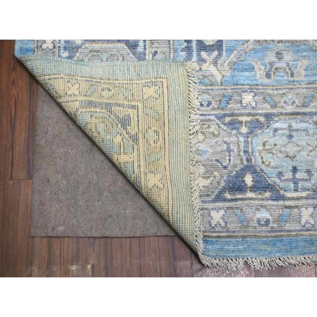 8'0" x 9'6" New Hand Knotted Blue Wool Rectangle Oriental Rug - MOA10271832