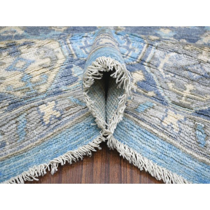 8'0" x 9'6" New Hand Knotted Blue Wool Rectangle Oriental Rug - MOA10271832