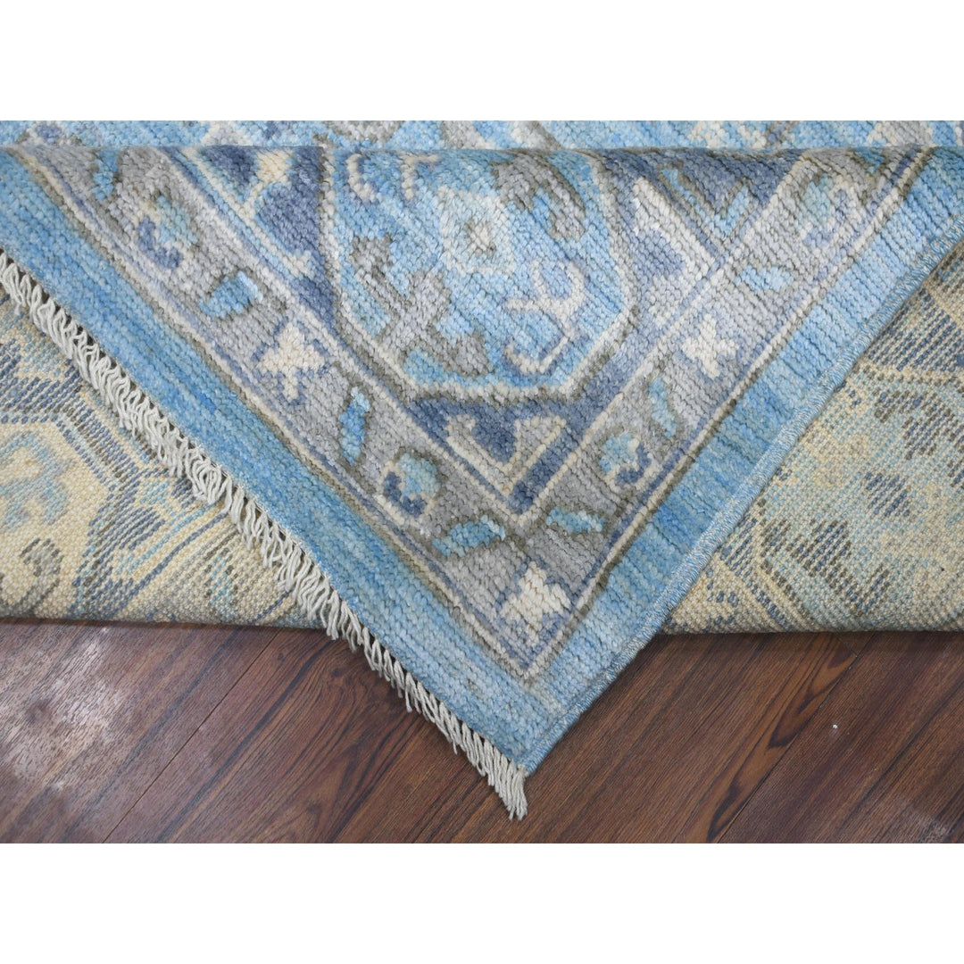 8'0" x 9'6" New Hand Knotted Blue Wool Rectangle Oriental Rug - MOA10271832