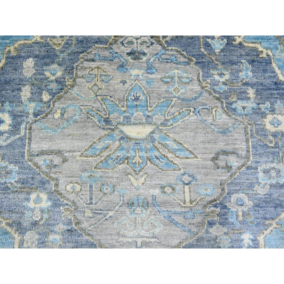 8'0" x 9'6" New Hand Knotted Blue Wool Rectangle Oriental Rug - MOA10271832