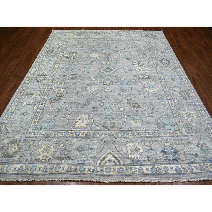 8'1" x 10'4" New Hand Knotted Grey Wool Rectangle Oriental Rug - MOA10271839