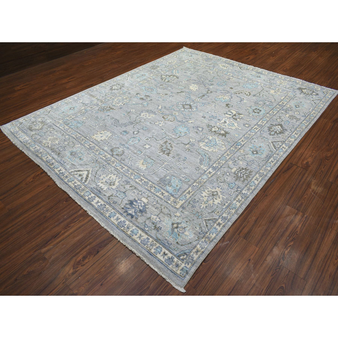 8'1" x 10'4" New Hand Knotted Grey Wool Rectangle Oriental Rug - MOA10271839