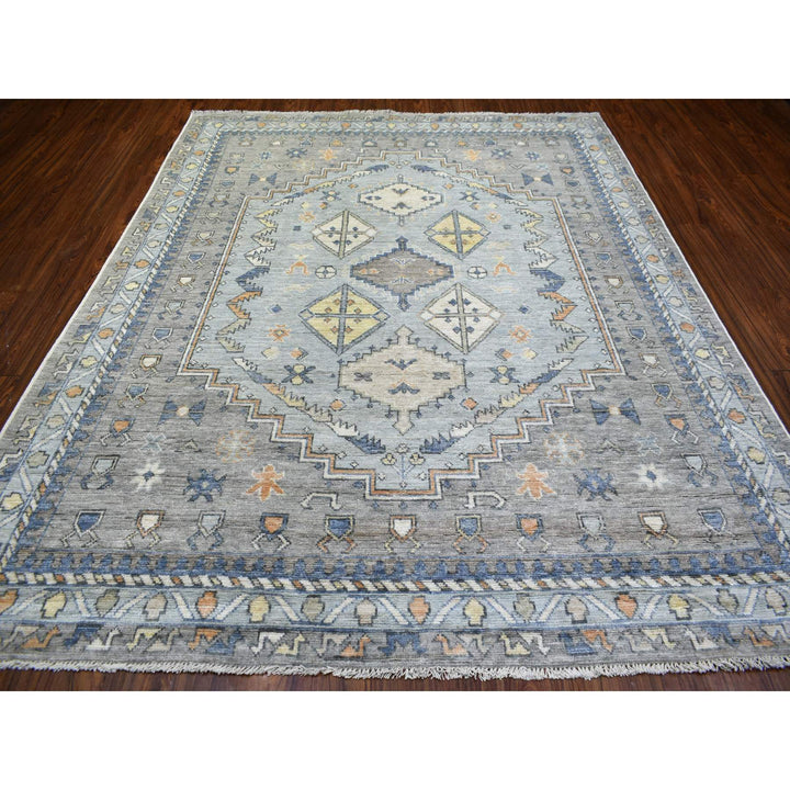 8'0" x 9'10" New Hand Knotted Grey Wool Rectangle Oriental Rug - MOA10271865