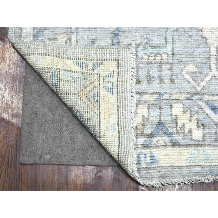 4'0" x 10'0" New Hand Knotted Grey Wool Runner Oriental Rug - MOA10271871