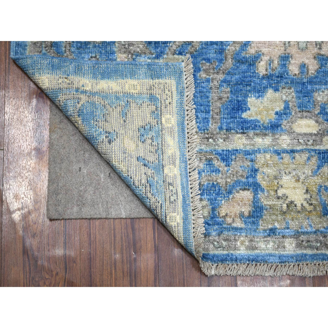 4'0" x 6'0" New Hand Knotted Blue Wool Rectangle Oriental Rug - MOA10271878