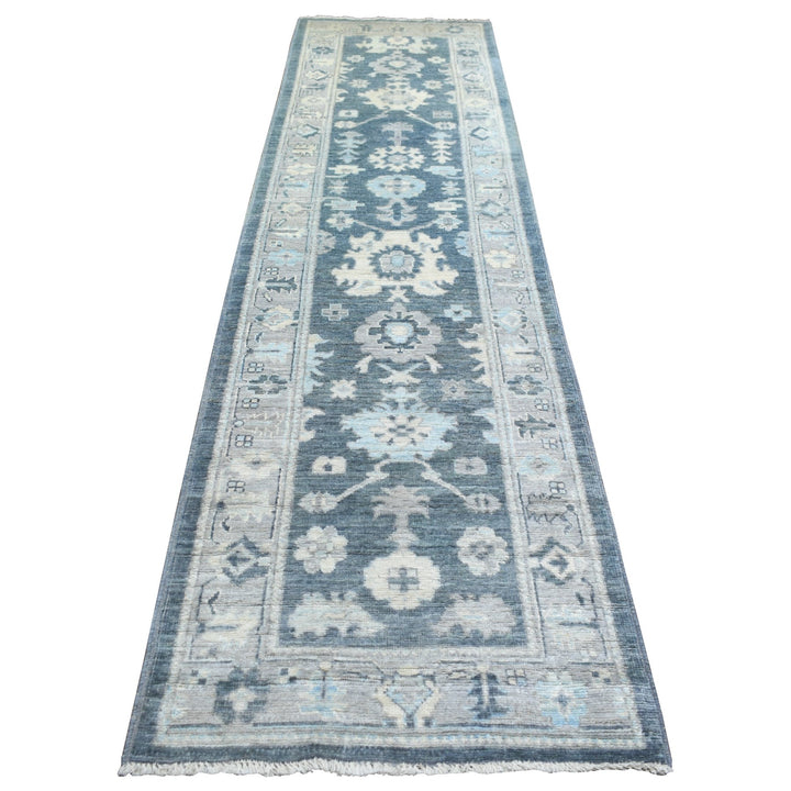 3'0" x 11'7" New Hand Knotted Grey Wool Runner Oriental Rug - MOA10271883