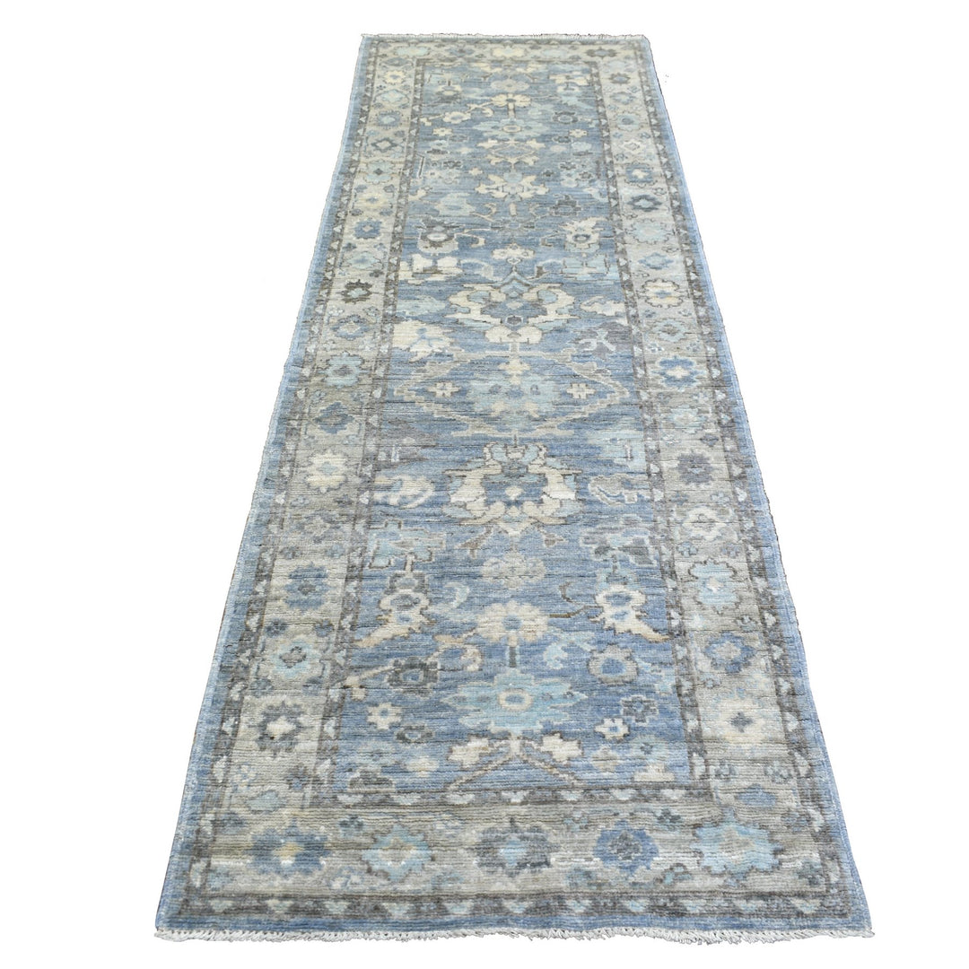 3'0" x 9'9" New Hand Knotted Blue Wool Runner Oriental Rug - MOA10271890