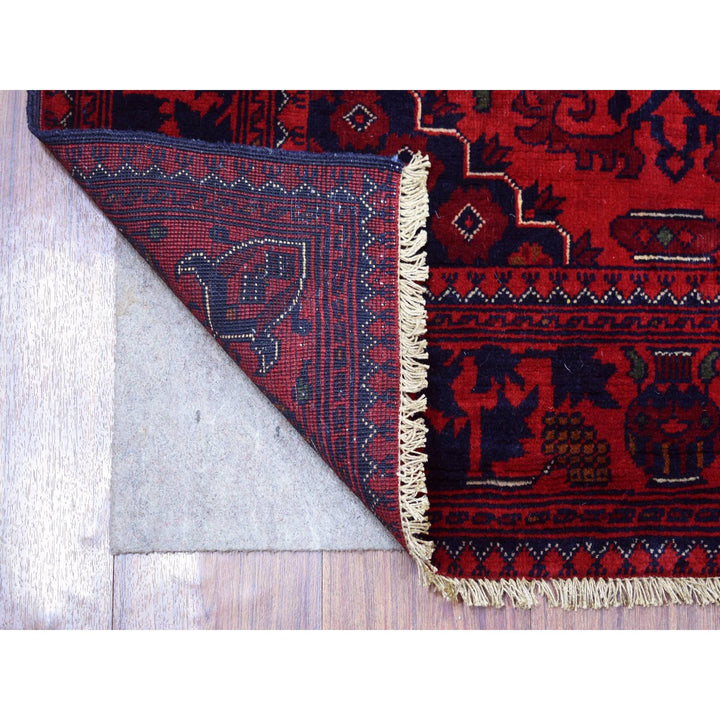 3'2" x 5'0" New Hand Knotted Red Wool Rectangle Oriental Rug - MOA10271899