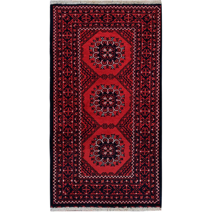 2'2" x 3'10" New Hand Knotted Red Wool Rectangle Oriental Rug - MOA102718