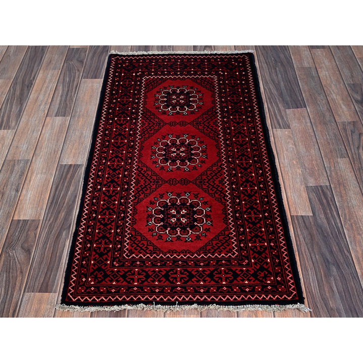 2'2" x 3'10" New Hand Knotted Red Wool Rectangle Oriental Rug - MOA102718