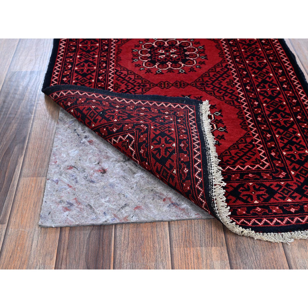 2'2" x 3'10" New Hand Knotted Red Wool Rectangle Oriental Rug - MOA102718