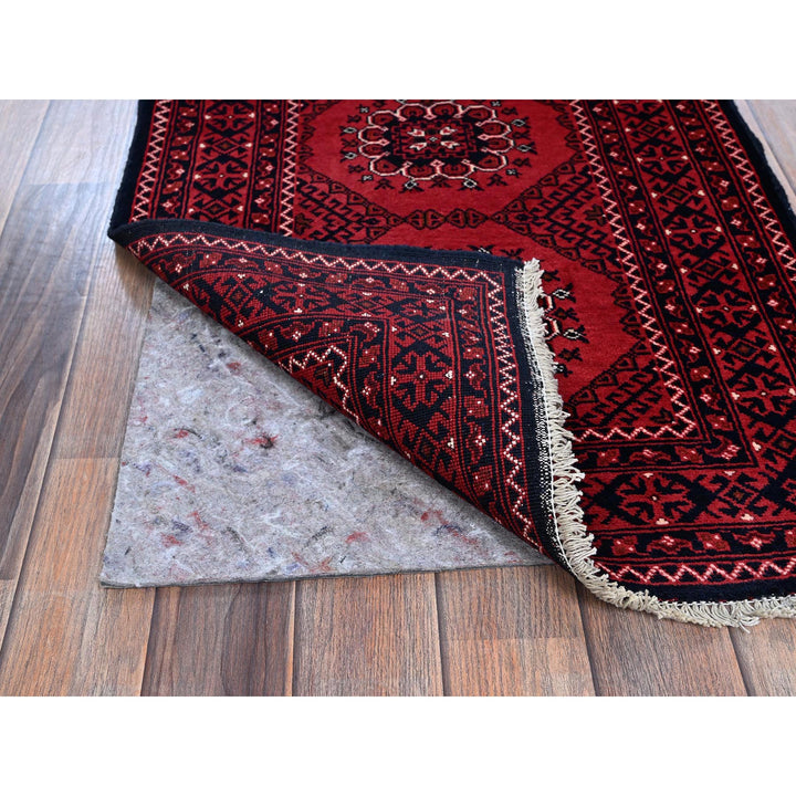 2'2" x 3'10" New Hand Knotted Red Wool Rectangle Oriental Rug - MOA102718