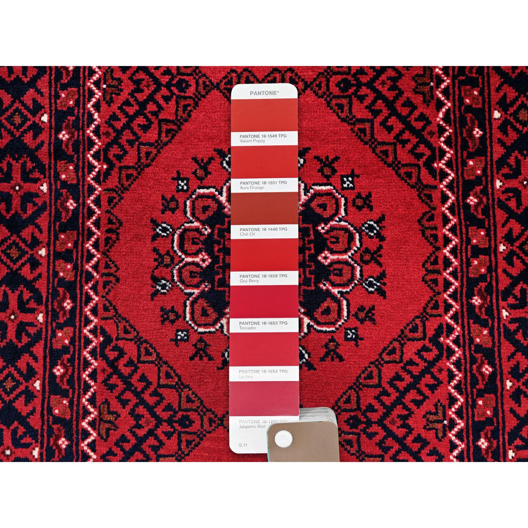 2'2" x 3'10" New Hand Knotted Red Wool Rectangle Oriental Rug - MOA102718
